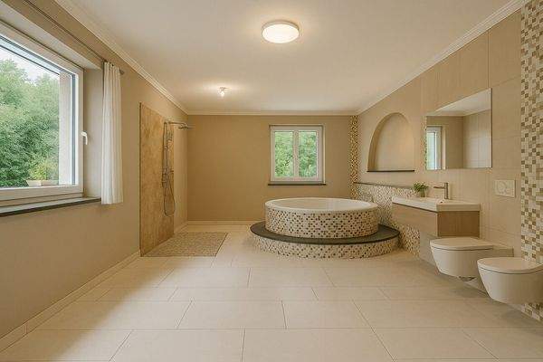 Visualisierung Wellnessbadezimmer mit ausreichend Platz