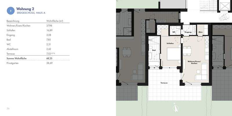 Grundriss und Wohnfläche von Whg 2