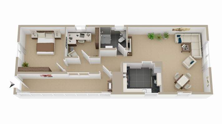 Der 3D-Grundriss kann vom tatsächlichen Grundriss abweichen | Hinterhaus 