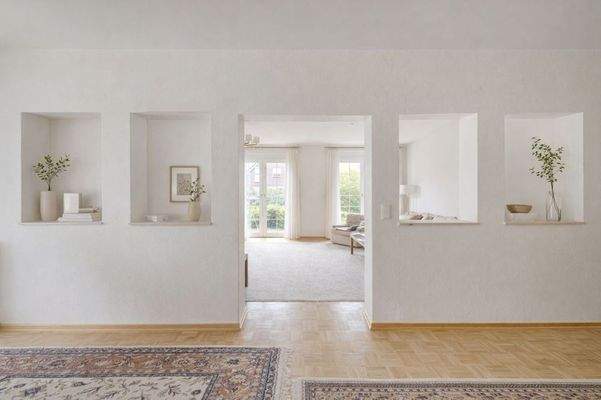 EG Blick vom Essbereich zum Wohnzimmer Fotomontage