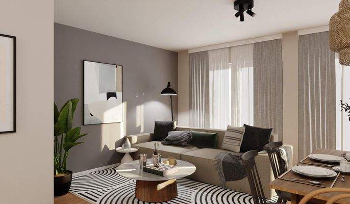 Lichtdurchfluteter Wohnbereich dank bodentiefer Fe