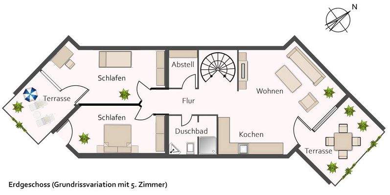 Grundriss: untere Etage, als Idee für Teilung