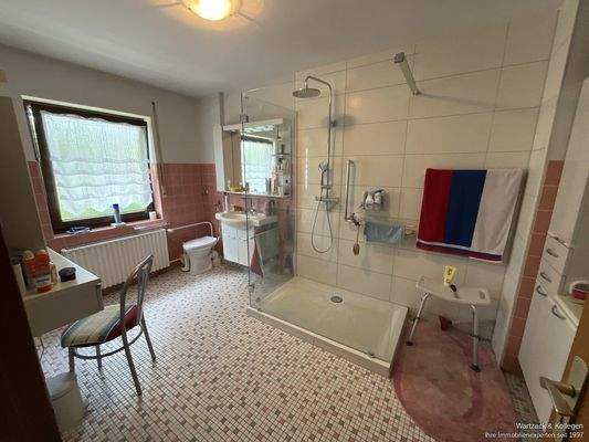 Tageslichtbad mit Dusche, WC und Waschbecken