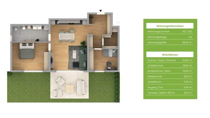 Grundriss Whg. 202 + 102