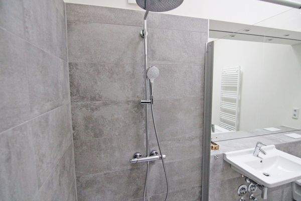 Elegantes Duschbad mit elektrischem Oberlicht