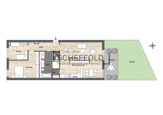 Grundriss Typ E mit Garten