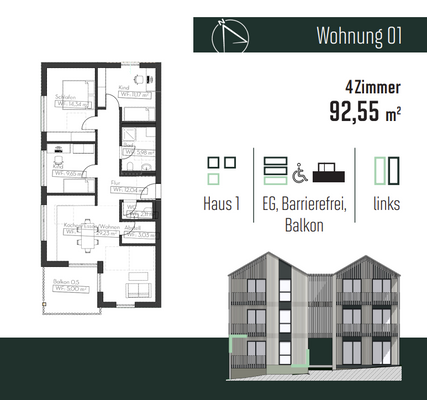 Grundriss 4-Zimmer Wohnung