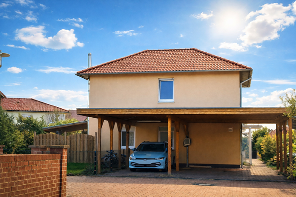 Blick auf das Carport