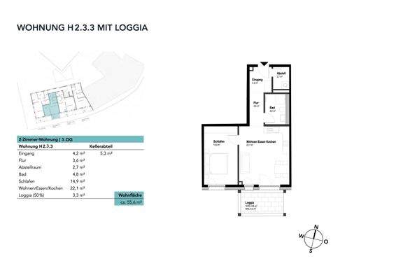 Wohnung H2.3.3 mit Loggia