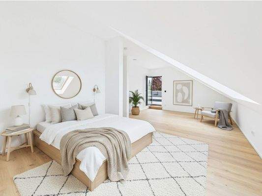 Schlafzimmer im Dachgeschoss (Visualisierungsbeispiel)