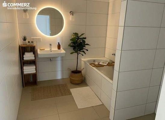 Beispiel-Einrichtung Badezimmer (KI-generiert)