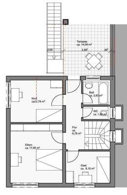 Erdgeschoss mit Zugang zur Terrasse und Garten