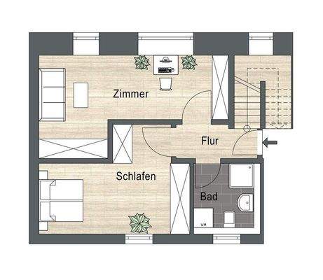 Schlafen - Büro im 2.OG