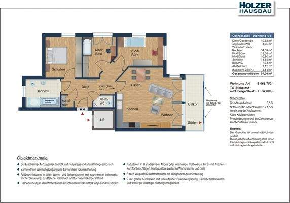 Grundriss Wohnung A4 (unverbindl. Abb)