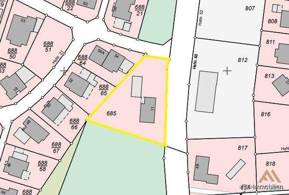 Ausschnitt aus der Liegenschaftskarte