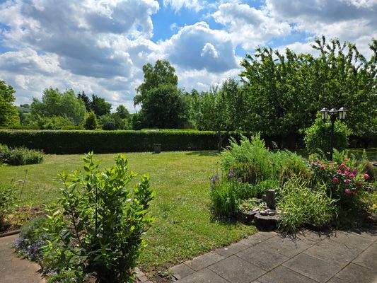 Blick von der Terrasse zum Weinberg