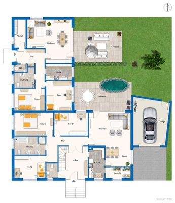 Erdgeschoss mit Mustermöblierung