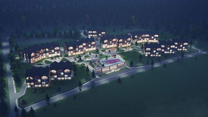 Nachtaufnahme des Resorts