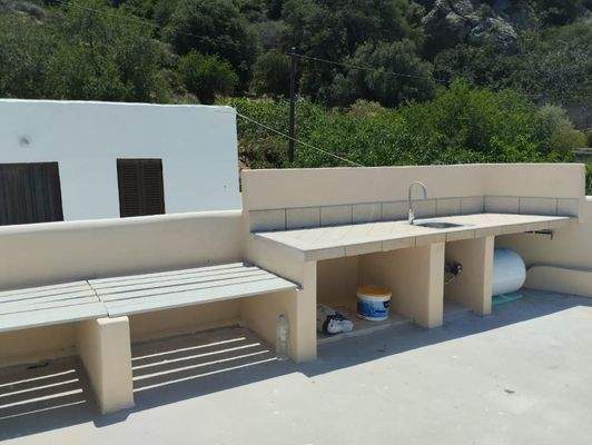 Kreta, Mirsini: Traditionelles Haus auf zwei Etagen mit Meerblick zu verkaufen