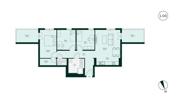 Komfortabler Grundriss