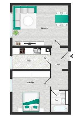 Wohnungsplan mit Möbeln