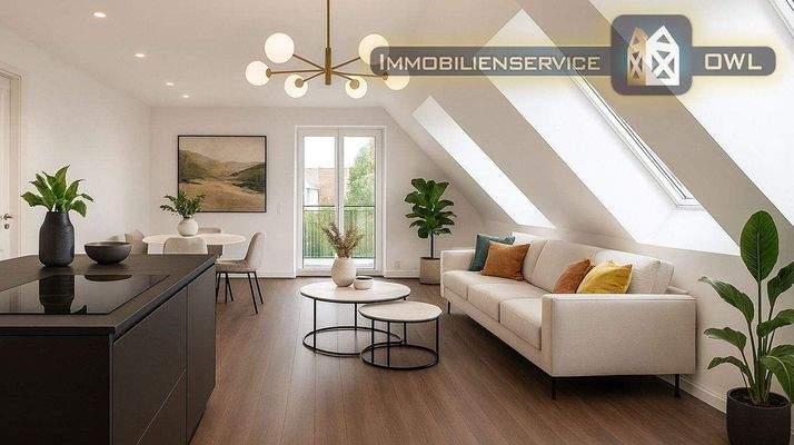 Atelierwohnung Wohnen mit Tür zur Loggia