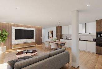 Wohnzimmer mit Küche