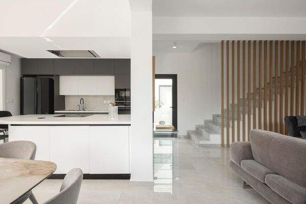 Küche mit Wohnzimmer