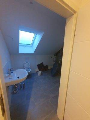 Badezimmer mit Dachfenster