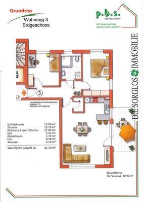 Whg. 3 - Grundriss; Schwabenstr. 8, Brackenheim