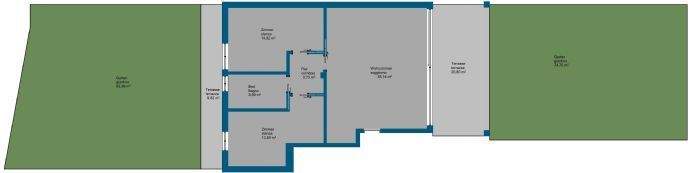 Grundriss Wohnung mit Garten