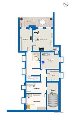 Kellergeschoss mit Mustermöblierung