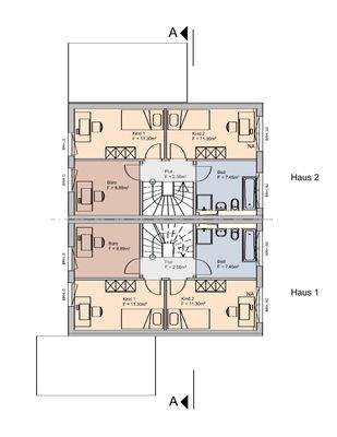 Obergeschoss-Variante Ausbau Haus E