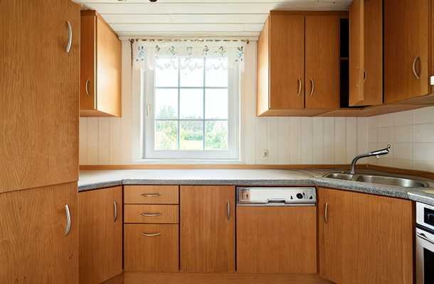 Küche im Obergeschoss - virtuell aufgeräumt - Lütt Immobilien - Sasel