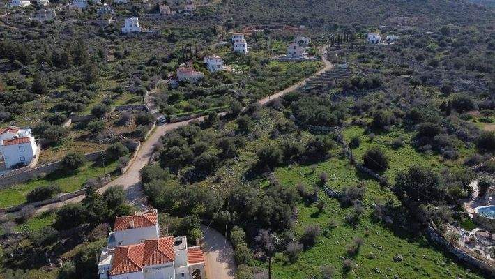 Kreta, Kokkino Chorio: Sofort bebaubares Grundstück mit Meerblick zu verkaufen