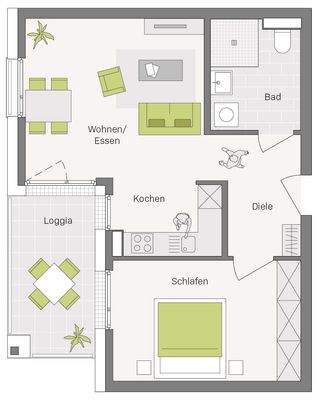 Grundriss Wohnung Nr. 16, 2. OG