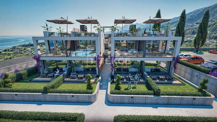 Sea and Mountain View Apartments in Lapta, North Cyprus