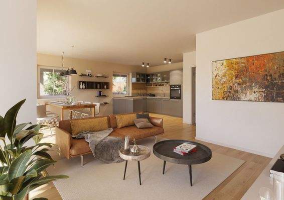 Wohnbereich DHH West - Unverbindliche Darstellung aus Sicht des Illustrators 