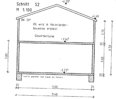 Schnitt Gewerbegebäude