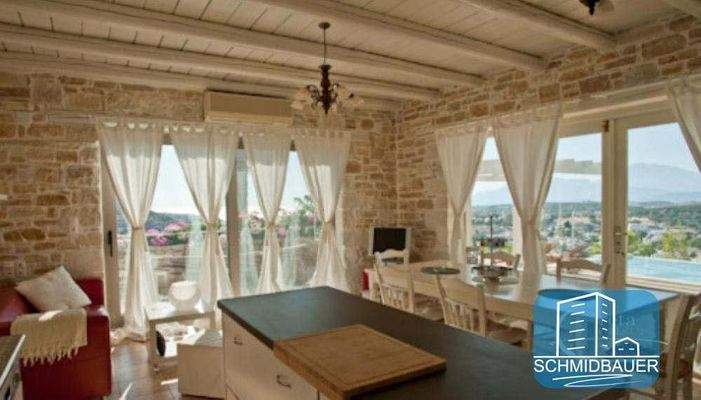 Kreta, Pitsidia: Makellose Villa mit herrlichem Meerblick und Infinity-Salzwasserpool