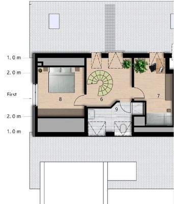 Grundriss der Wohnung in DG2