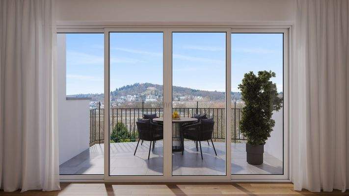 Balkon mit Blick auf den Johannisberg