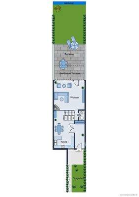 Erdgeschoss - Grundrissskizze des Hauses - nicht maßstabsgetreu - Möblierung dient lediglich zur Veranschaulichung und ist nicht Bestandteil des Hauses
