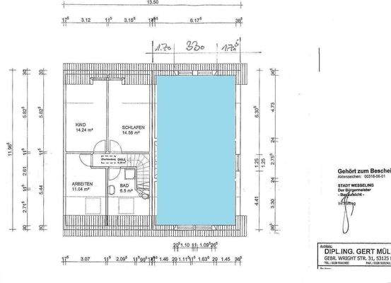 Grundriss OG +++Objekt DHH links -XIV- in Wesselin