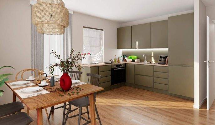 Lichtdurchfluteter Wohnbereich dank bodentiefer Fe