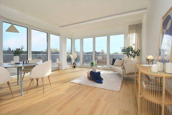 Wohn- und Esszimmer mit Dachterrasse