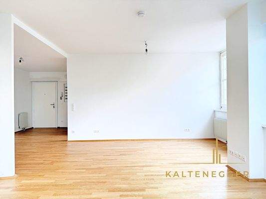 Blick von Küchenbereich zum Wohnzimmer-Bereich