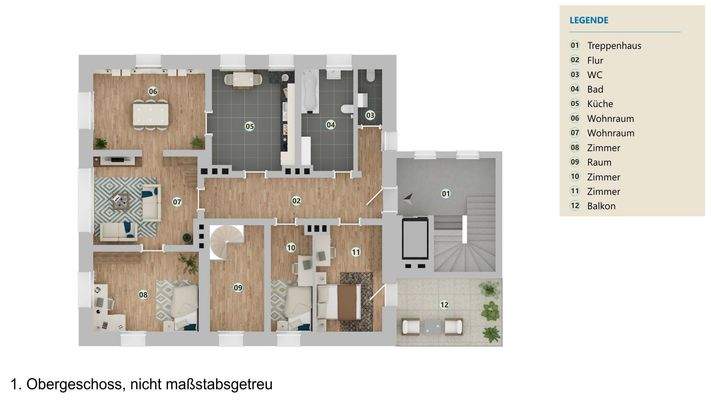 Grundriss Wohnung 1. Obergeschoss