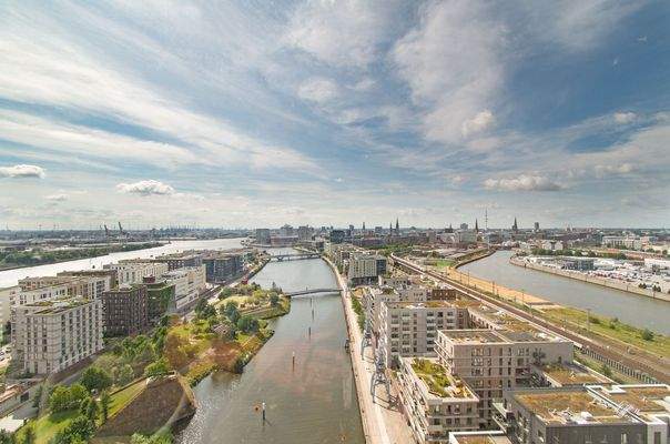 Spektakulärer Blick in einem der höchsten Penthouses Hamburgs!