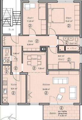 Grundriss Wohnung Nr. 2